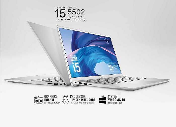 Dell Inspiron 5502 Core i7 1165G7 ram 16GB SSD 512GB  Màu trắng bạc/ vỏ nhôm 15.6 inches FHD IPS — ảnh 3