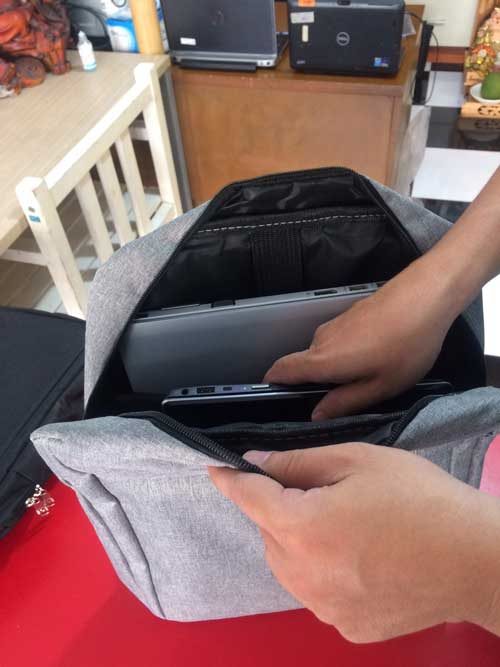 Balo đi làm, laptop chữ nhật có cổng sạc USB (Xám và Đen) — ảnh 6