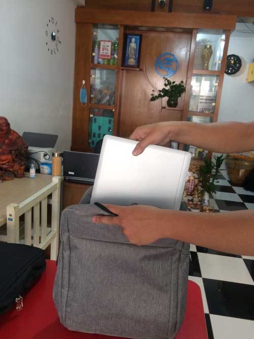 Balo đi làm, laptop chữ nhật có cổng sạc USB (Xám và Đen) — ảnh 4